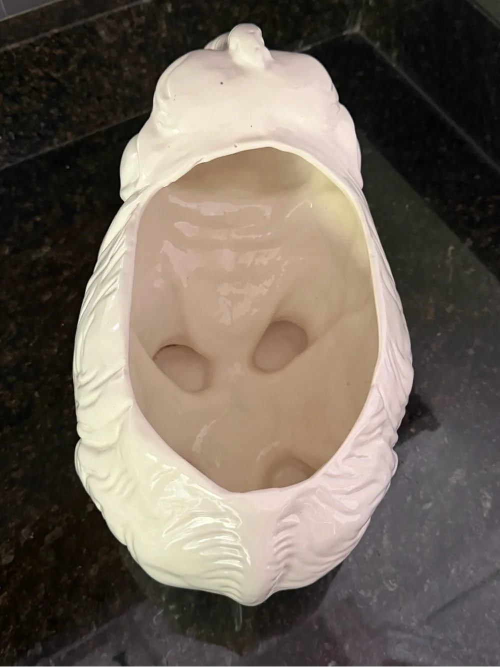 Vintage USA Pottery White Elephant Planter | Large Glossy Ceramic Cachepot | 12”